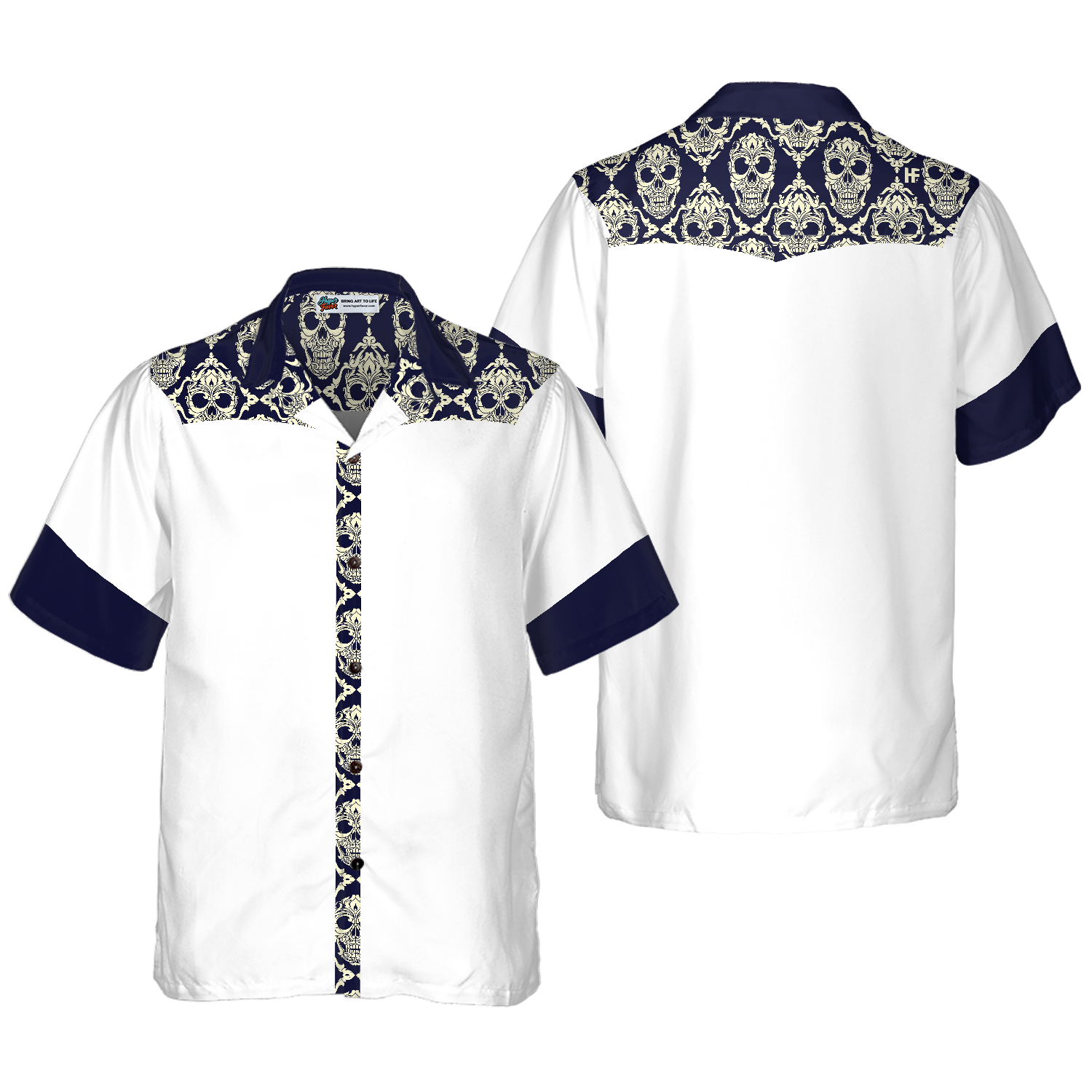 Ornamental Skull Seamless Pattern Hawaiian Shirt