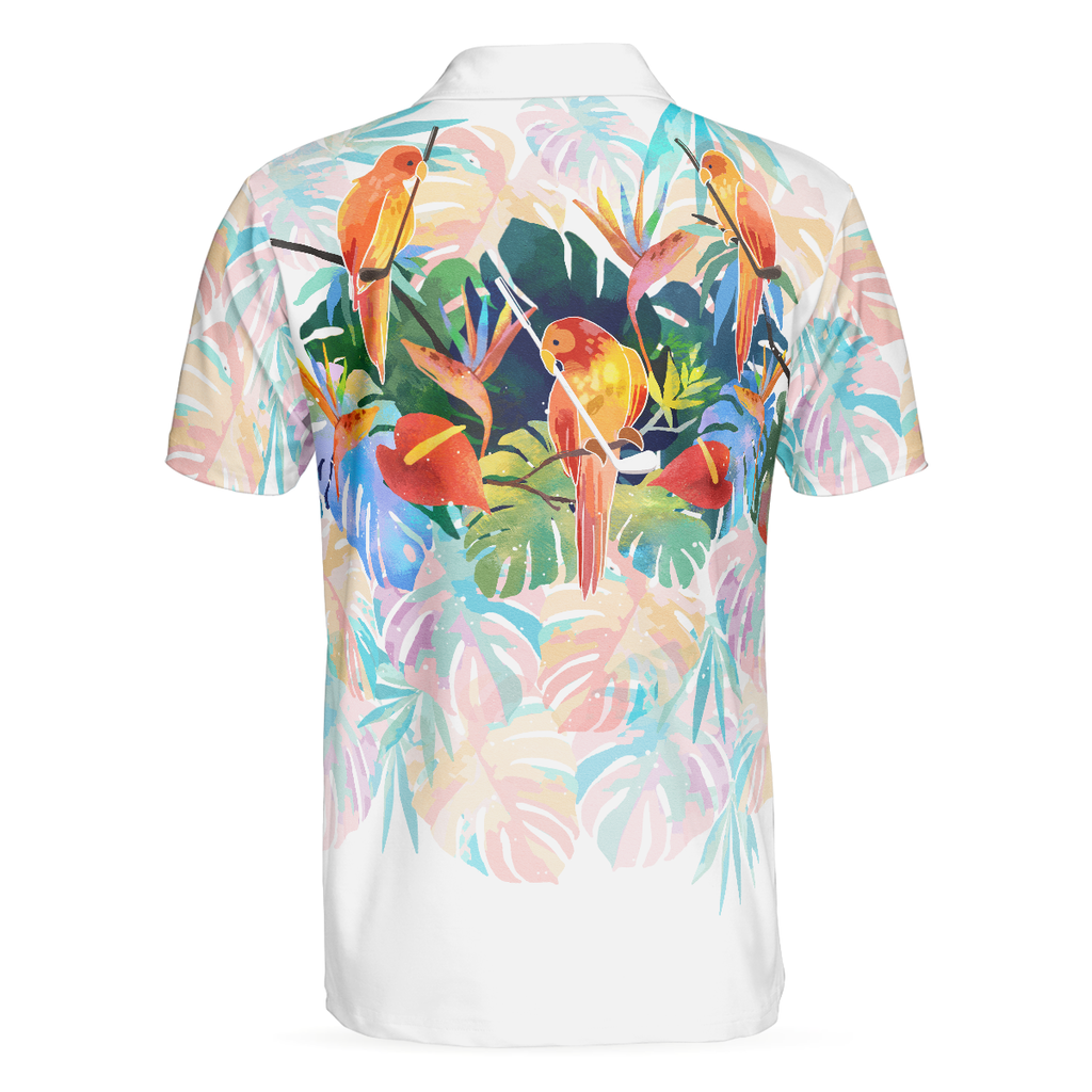 Tropical Parrots Golf Polo Shirt For Men
