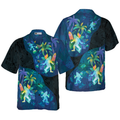 Artistic Summer Bigfoot Hawaiian Shirts for Men, Black and Blue Sasquatch Shirts