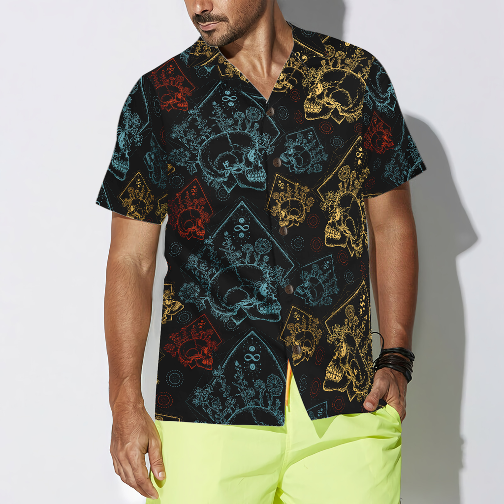 Gothic Skulls In Scrapbooking Style Hawaiian Shirt