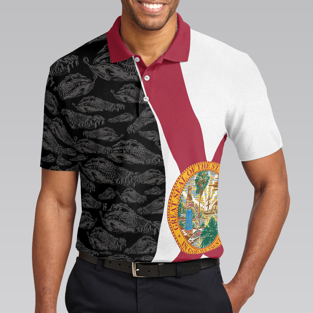 Florida Skull Golf Polo Shirt, Funny Golf Shirt With Sayings, Golf Gift Idea For Professional Golfers